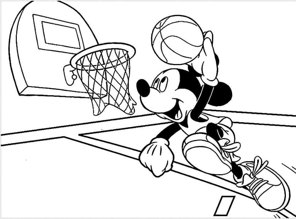 ميكي ماوس يلعب كرة السلة تلوين