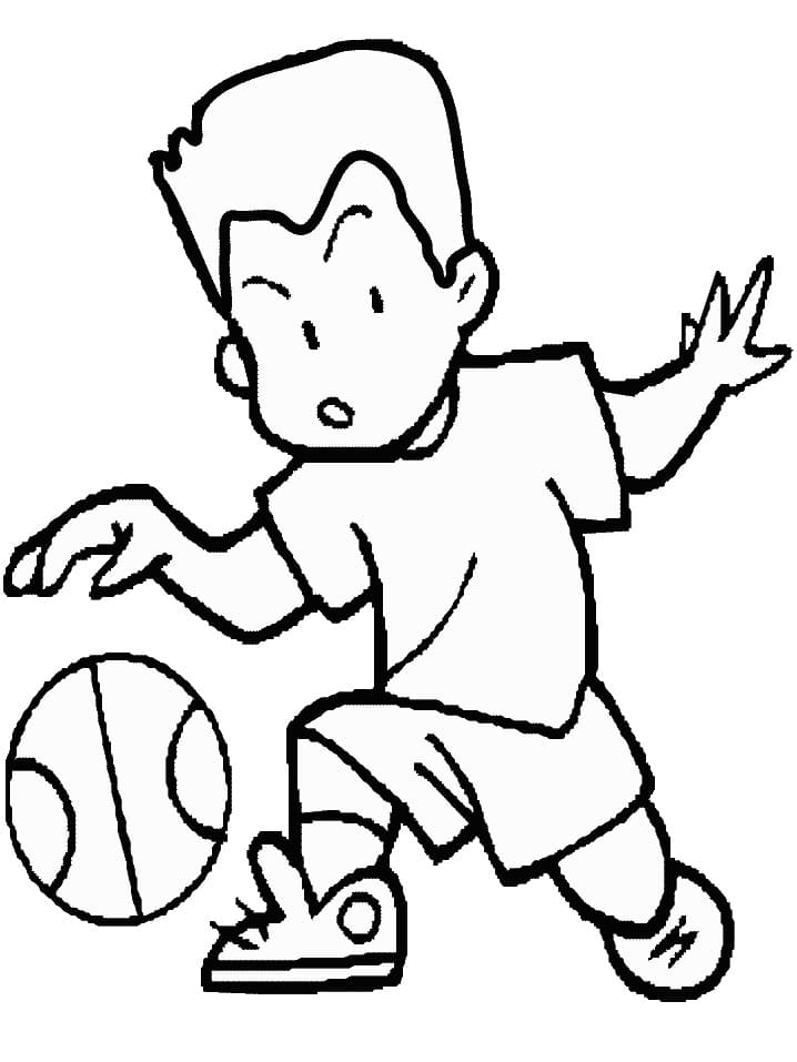 صبي يلعب كرة السلة تلوين