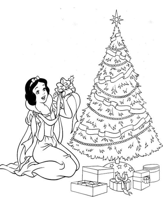 سنو وايت وشجرة عيد الميلاد تلوين