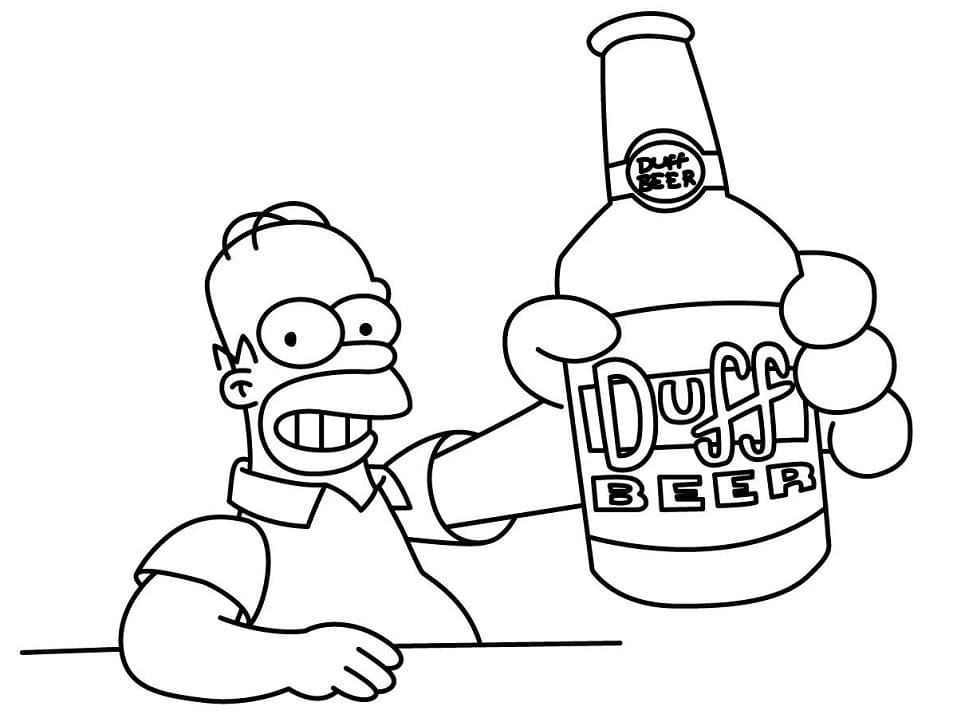 هومر سيمبسون مع زجاجة بيرة تلوين
