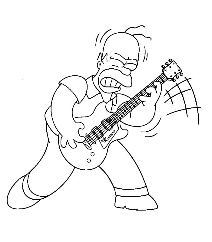 هومر سيمبسون يعزف على الجيتار تلوين