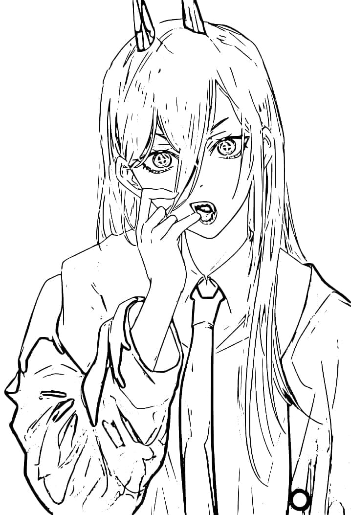 القوة في أنمي رجل المنشار تلوين