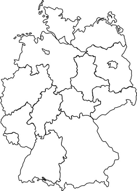 خريطة ألمانيا قابلة للطباعة مجانًا تلوين