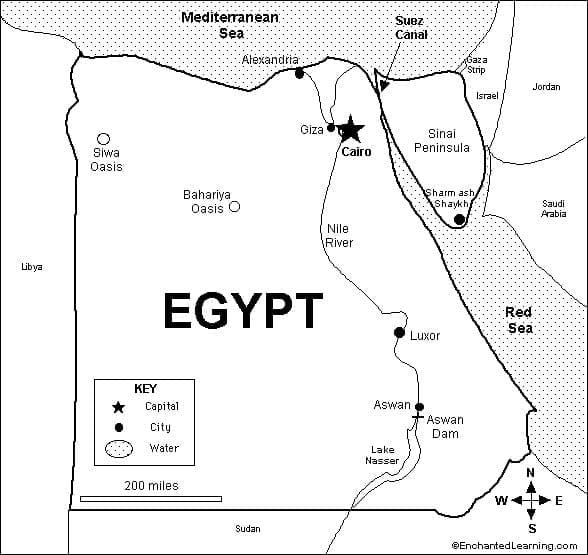 خريطة مصر للطباعة صورة تلوين