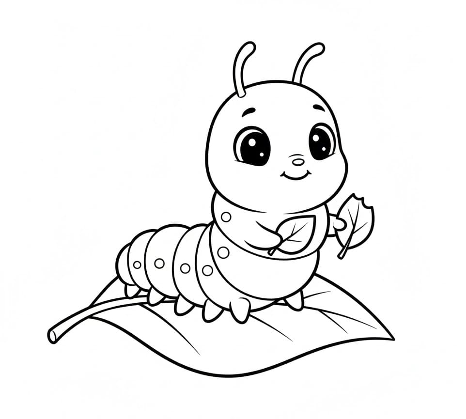 دودة سعيدة لطيفة تلوين