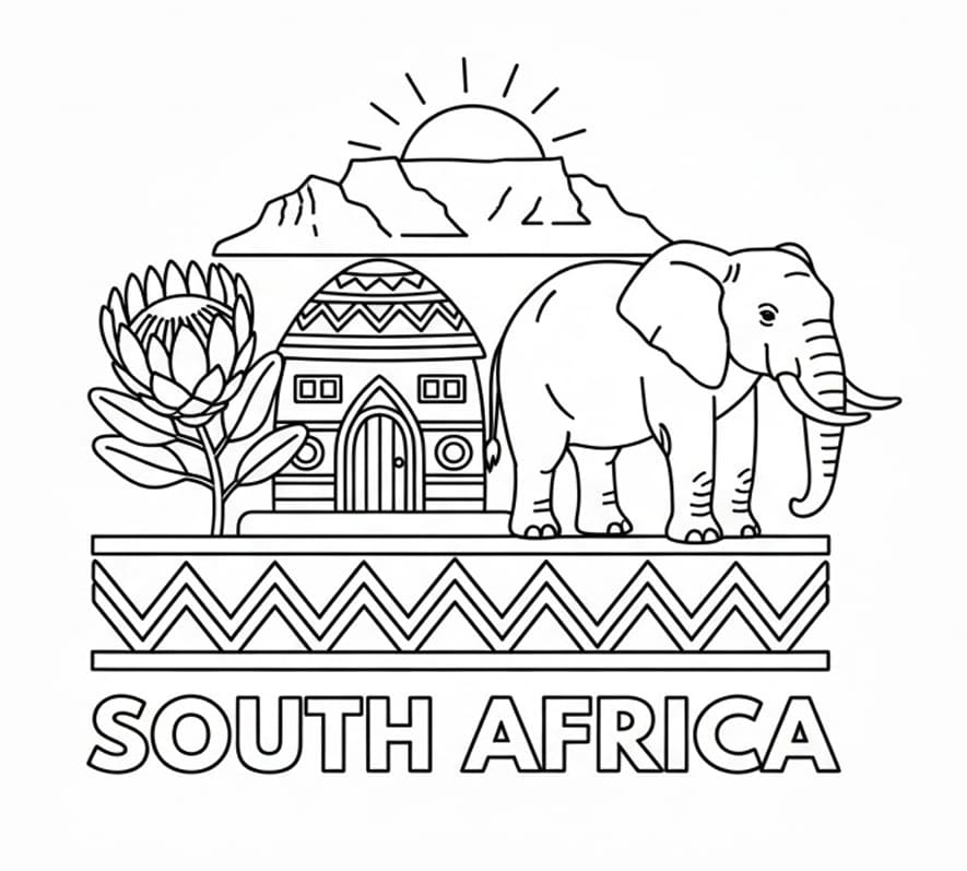 جنوب أفريقيا - ملف قابل للطباعة مجاناً تلوين