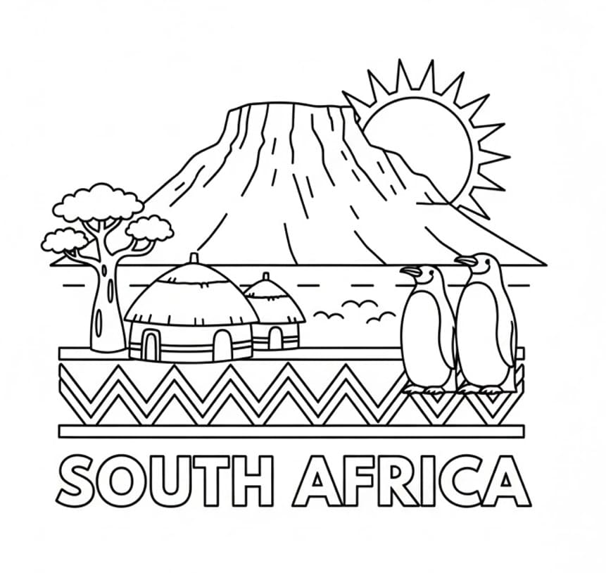 طباعة مجانية من جنوب أفريقيا تلوين