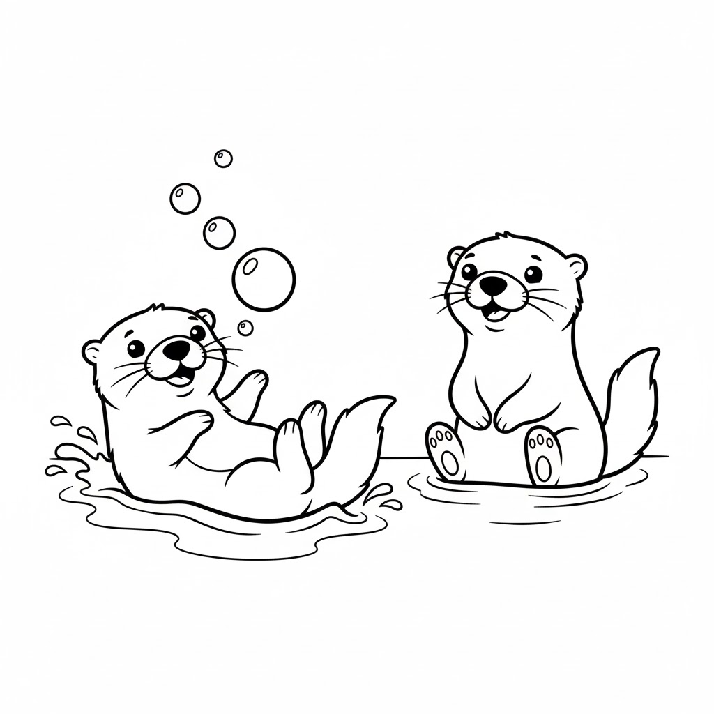 اثنان من ثعالب الماء لطيفين تلوين