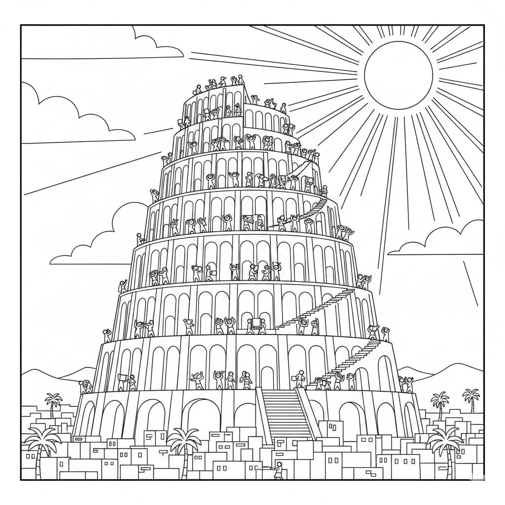 اسحب إلى برج بابل تلوين