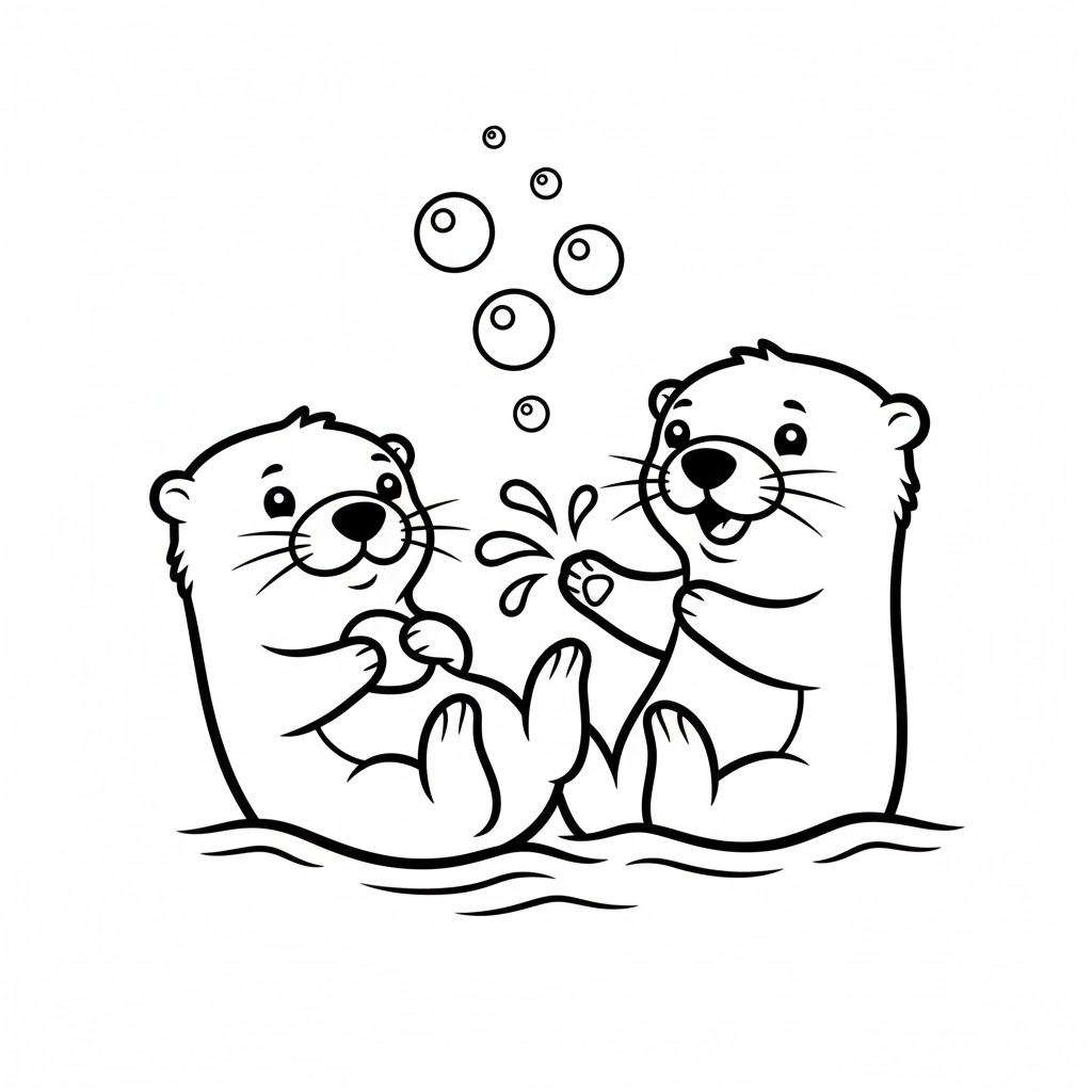 اثنان من ثعالب الماء لطيفين جدًا تلوين