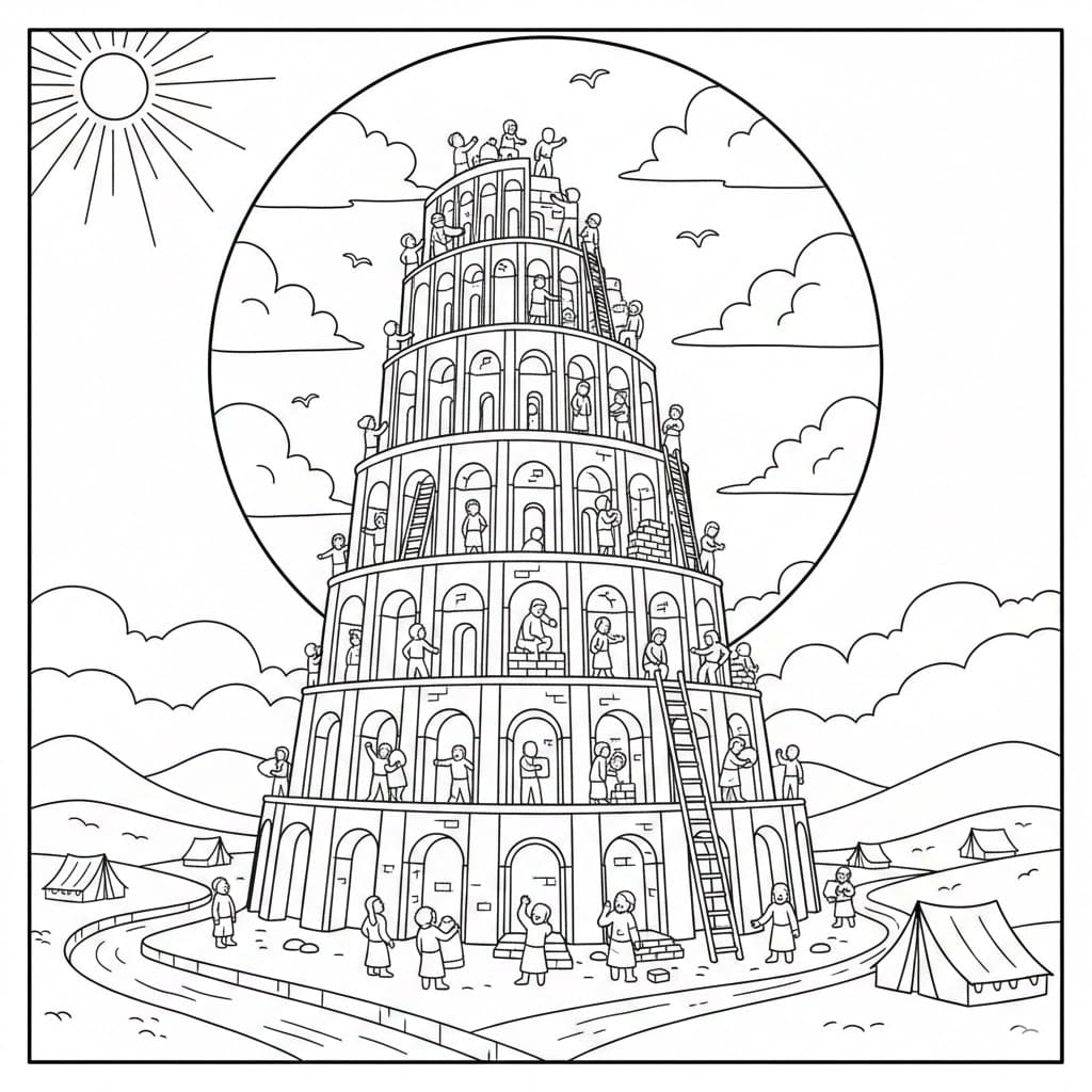برج بابل عادي تلوين
