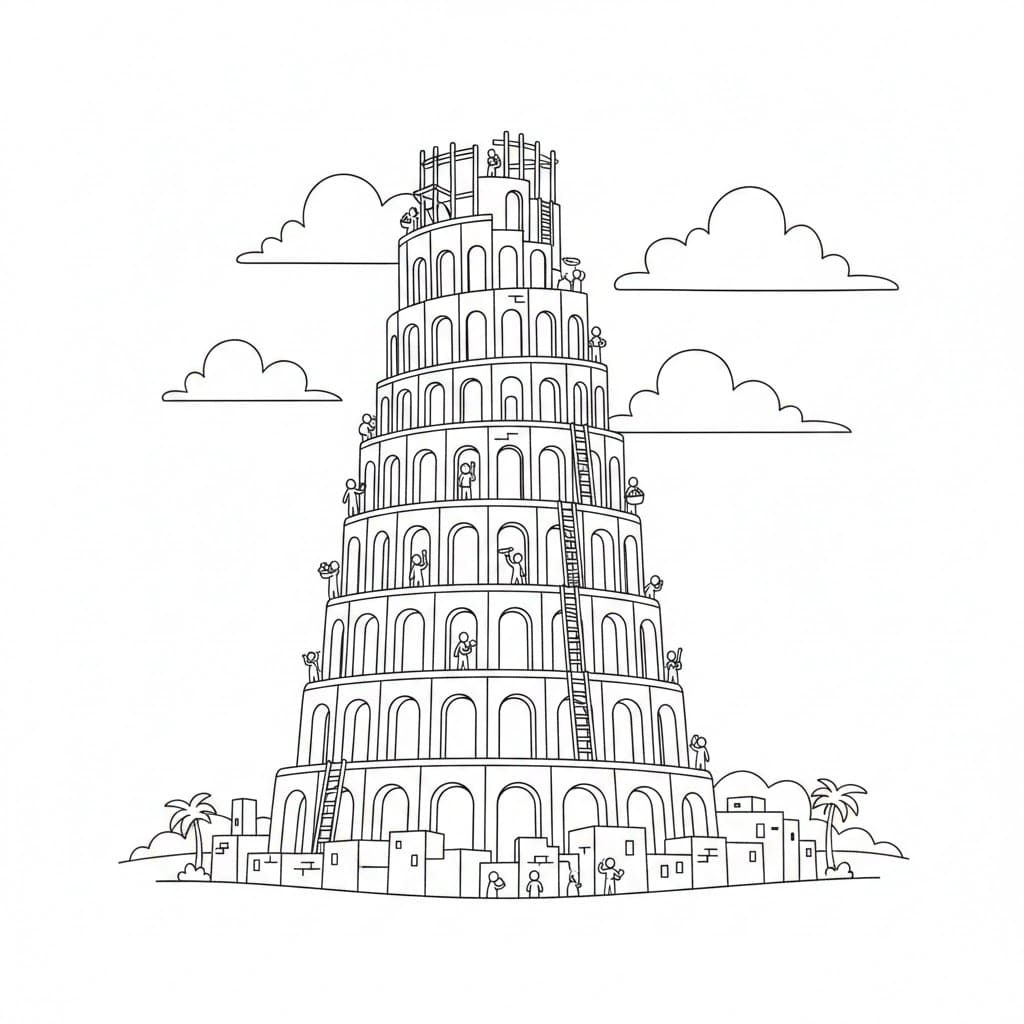 برج بابل مذهل تلوين
