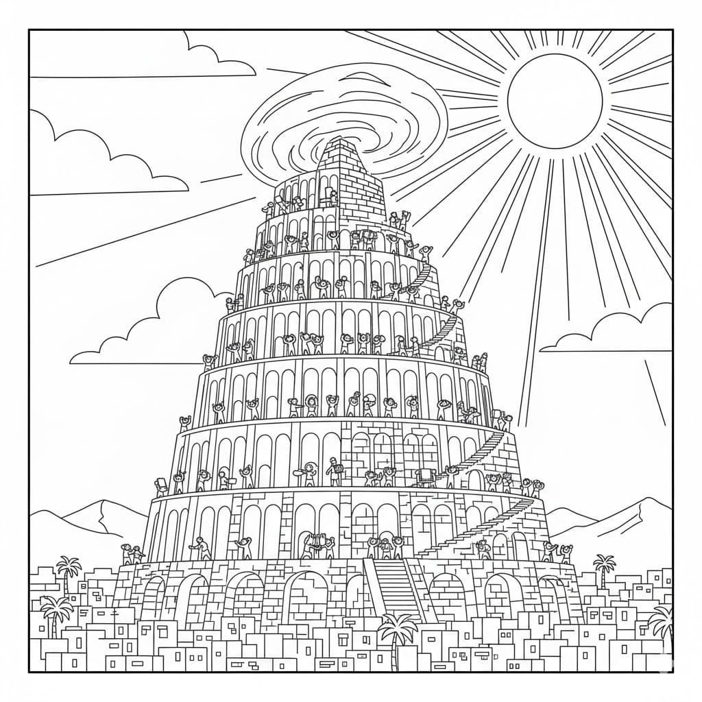 برج بابل جميل جداً تلوين