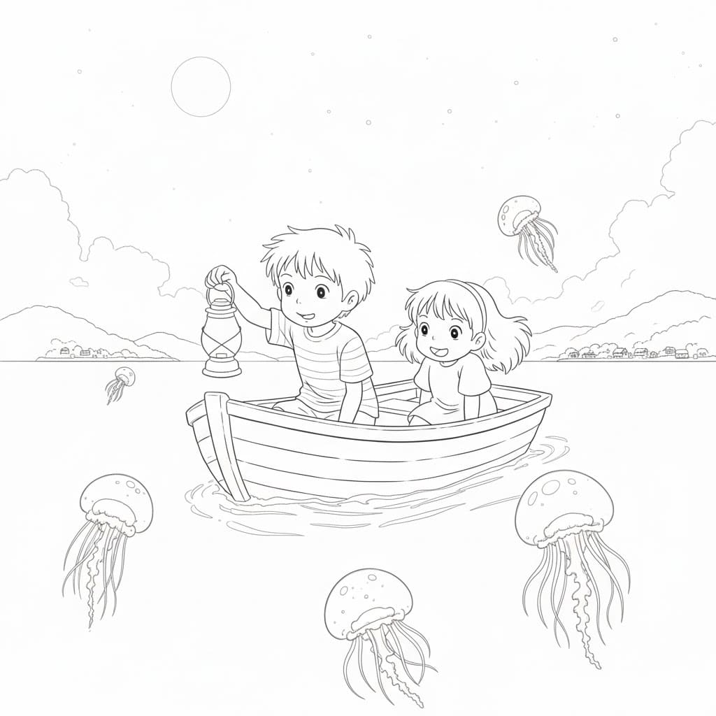 بونيو على متن قارب تلوين