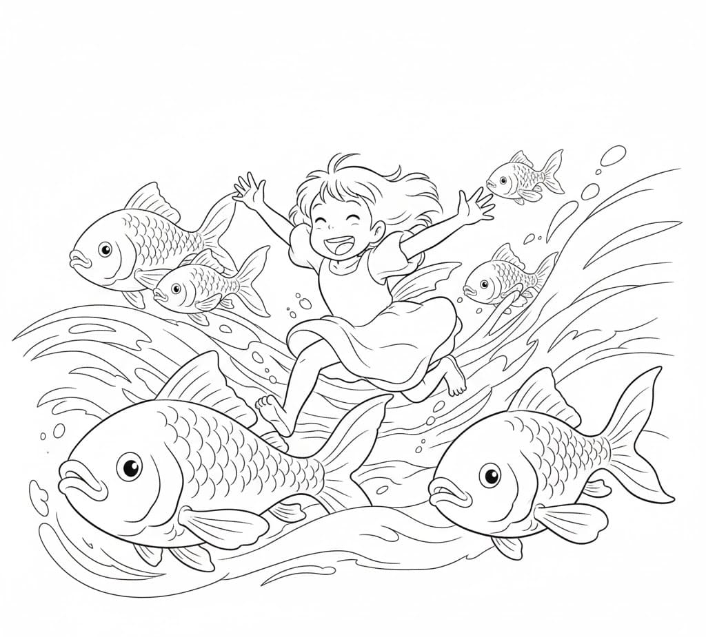 بونيو يركض على البحر تلوين