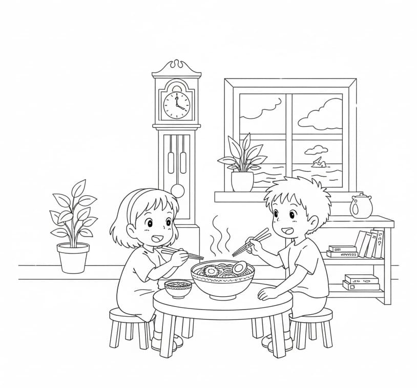 فطور بونيو وسوسوكي تلوين