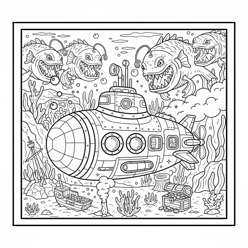 غواصة خطيرة تلوين