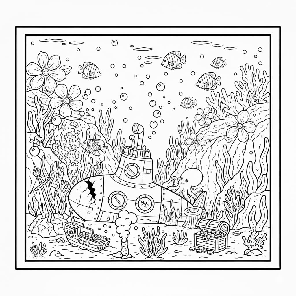 غرقت الغواصة تلوين