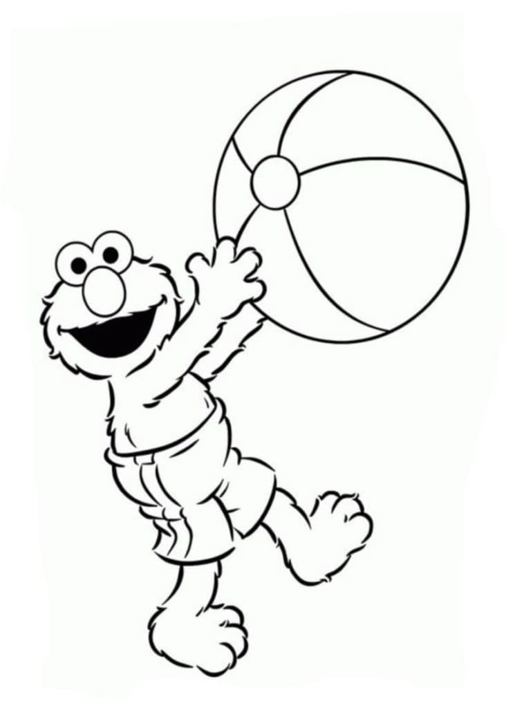 إلمو وكرة الشاطئ تلوين