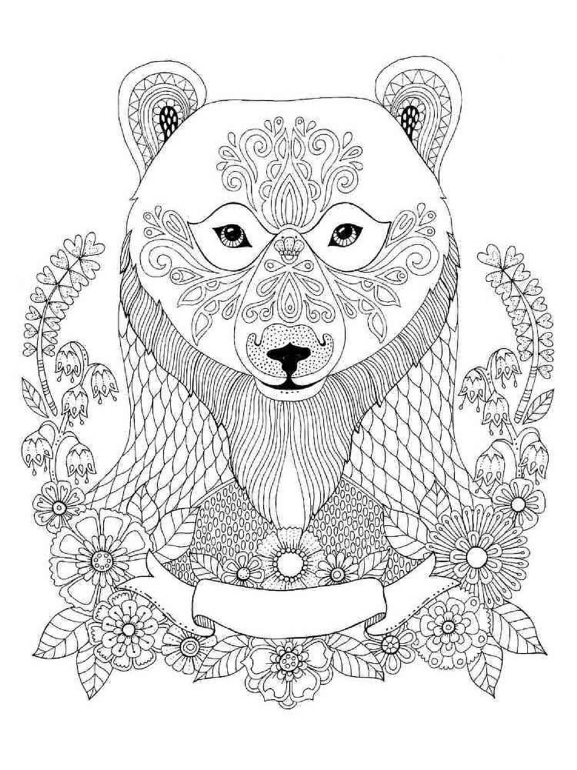 Portrait Of Bear Mandala صورة تلوين