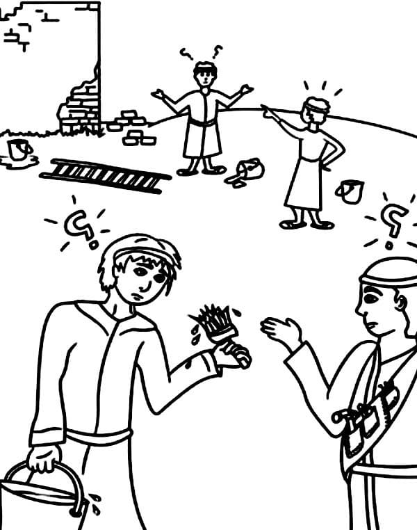 قصة بناء برج بابل في الكتاب المقدس تلوين