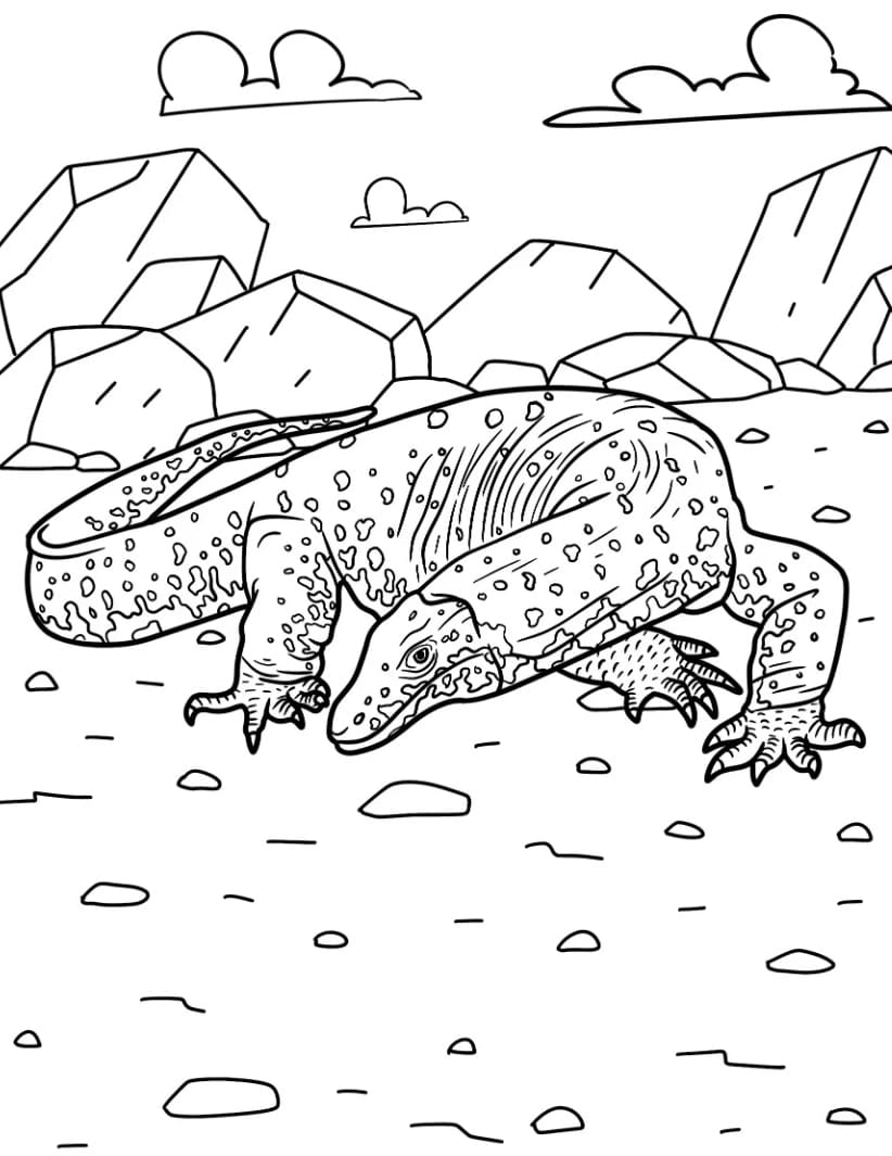 سحلية رصد الماء الآسيوية الواقعية تلوين