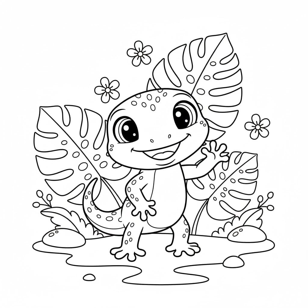 سحلية لطيفة تلوين