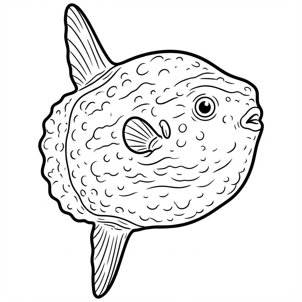 سمكة الشمس تسبح في المحيط تلوين