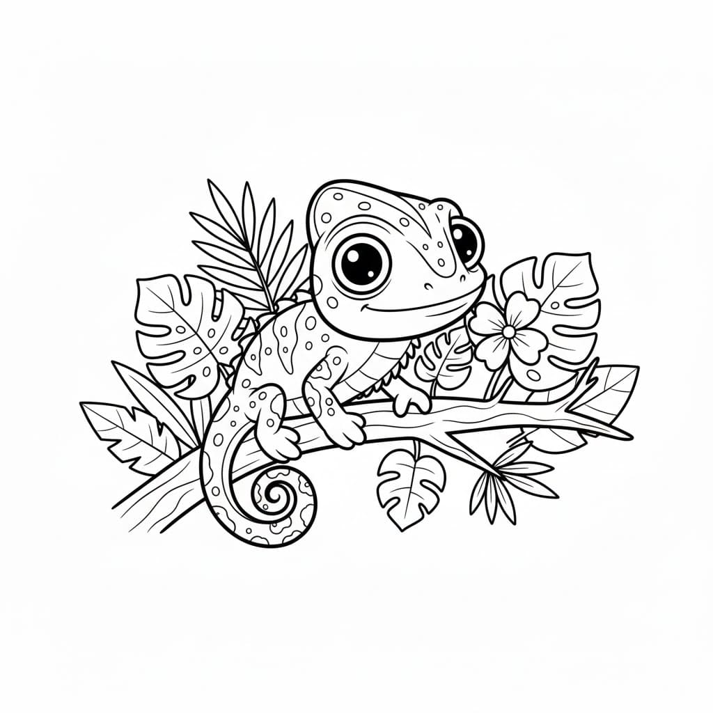 سحلية على شجرة تلوين