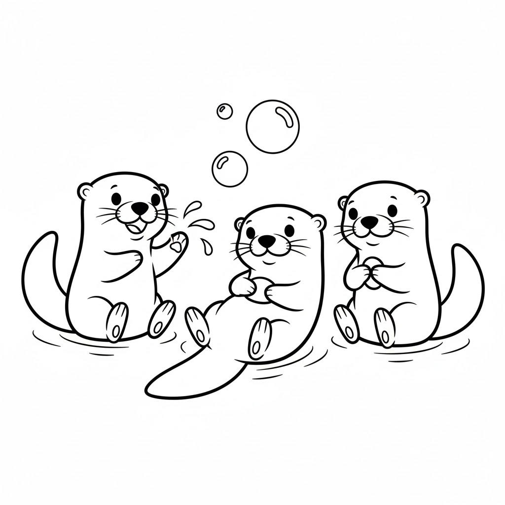 ثلاثة ثعالب الماء تلوين