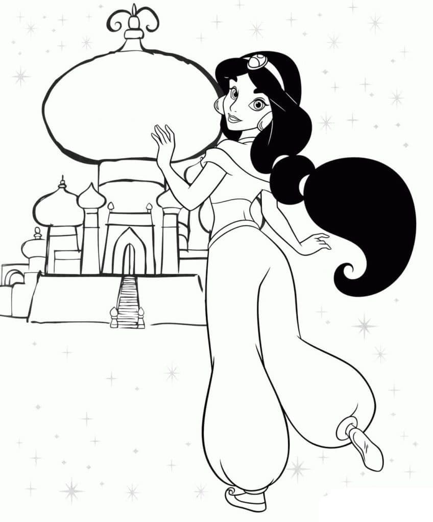 الأميرة ياسمين والقلعة تلوين