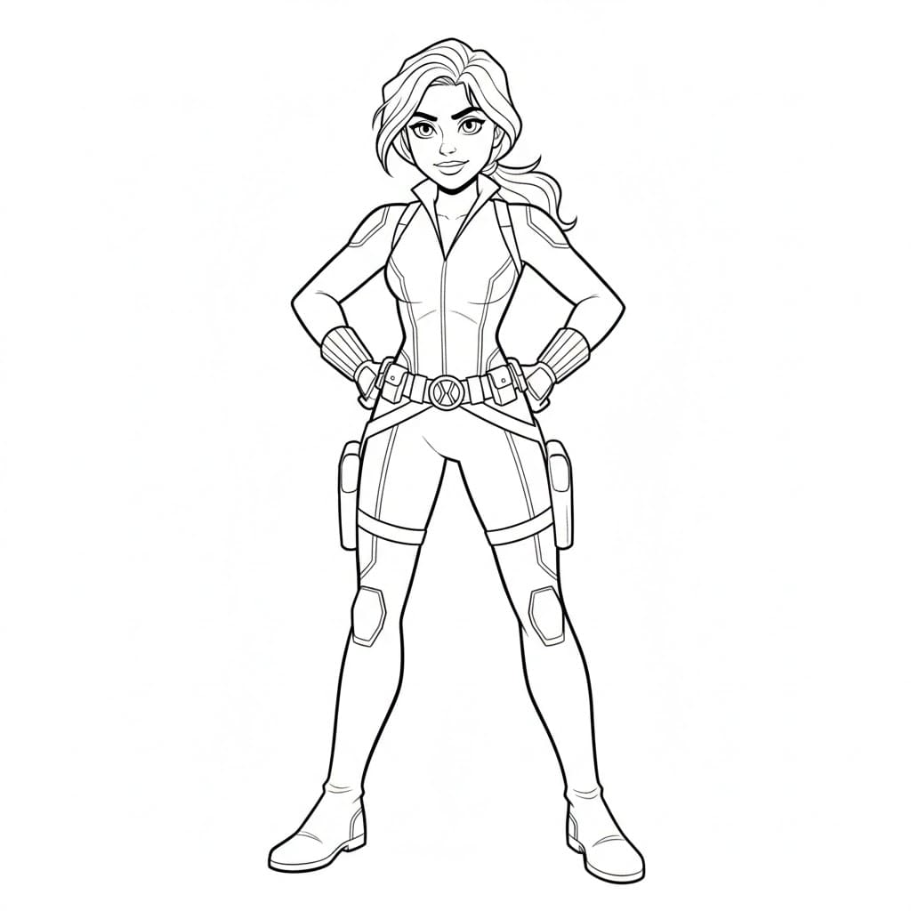 الأرملة السوداء واقفة تلوين