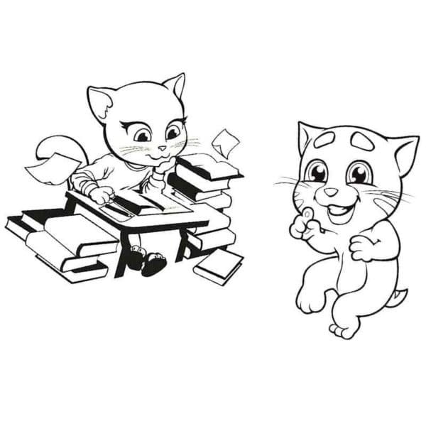 أنجيلا مع توم المتكلم تلوين