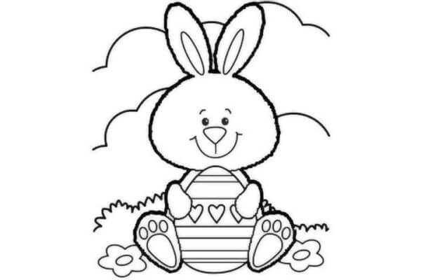 أرنب أساسي مع بيضة عيد الفصح تلوين