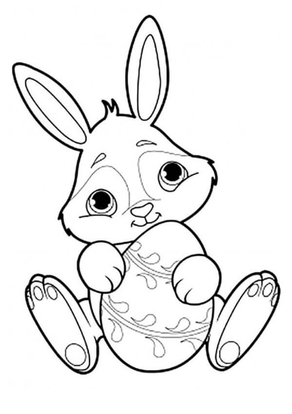 أرنب عيد الفصح جالسًا تلوين