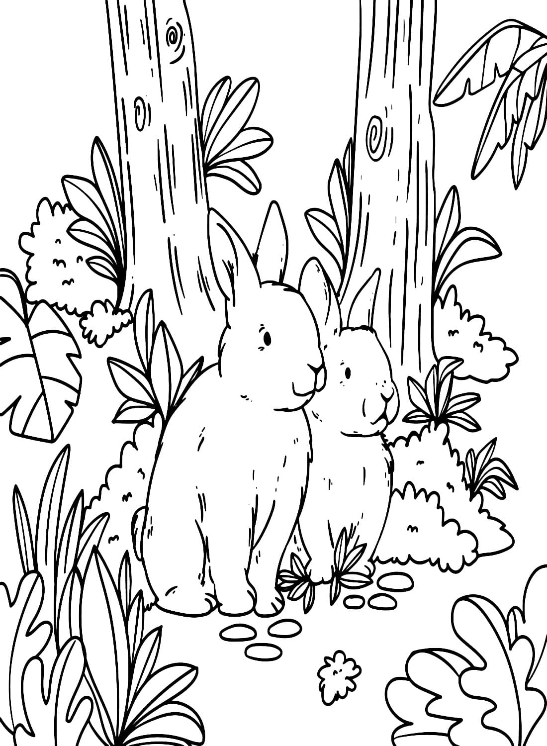 اثنين من الأرانب صورة تلوين