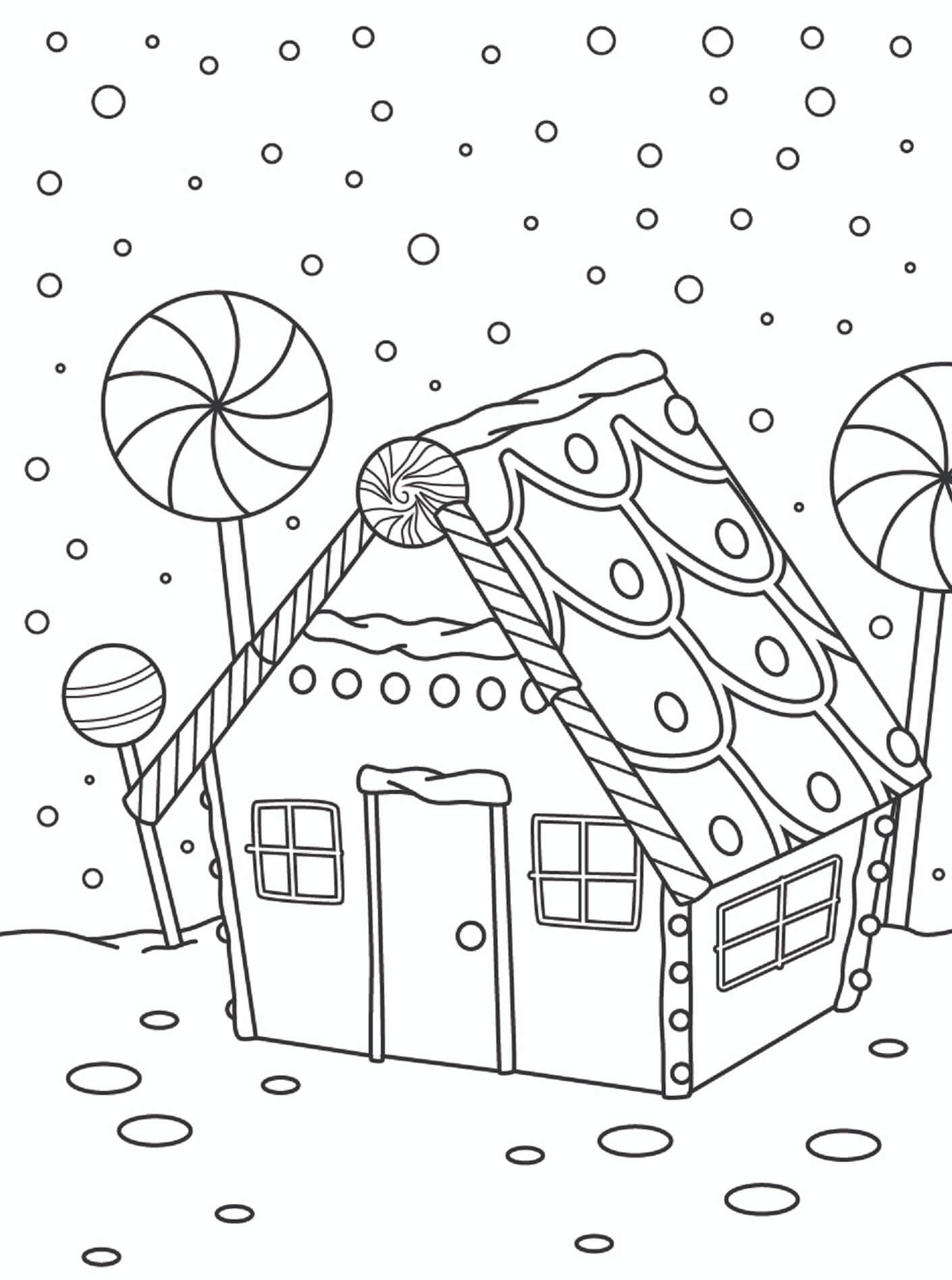 بيت خبز الزنجبيل الأساسي مع الحلوى تلوين