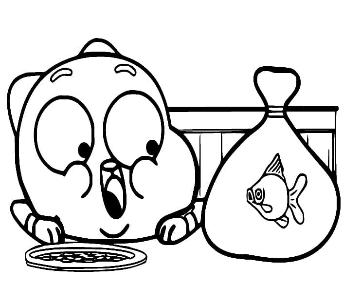 غامبول والسمكة الذهبية تلوين