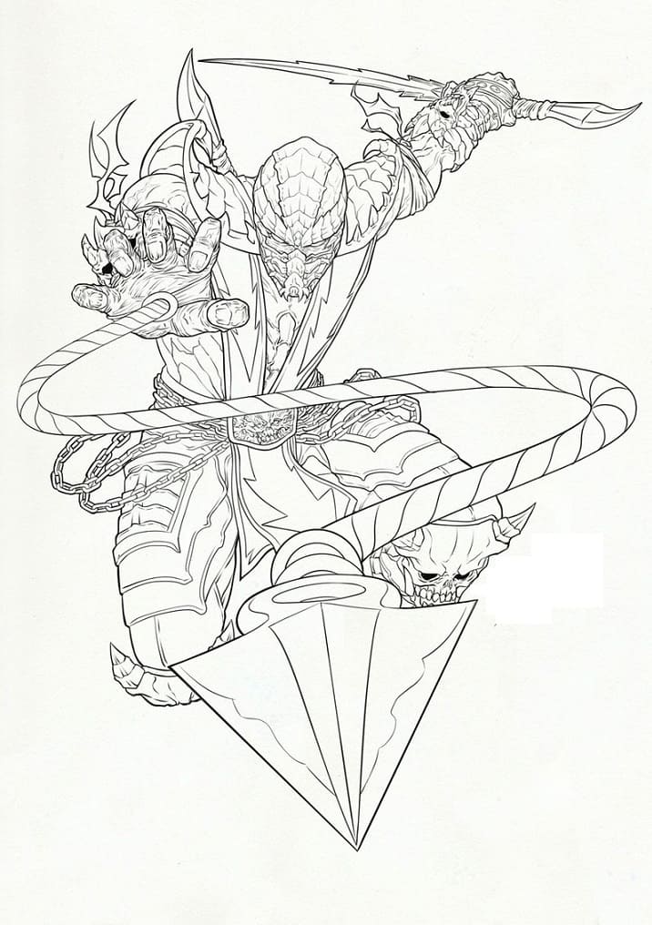 لعبة مورتال كومبات سكوربيون الرائعة تلوين