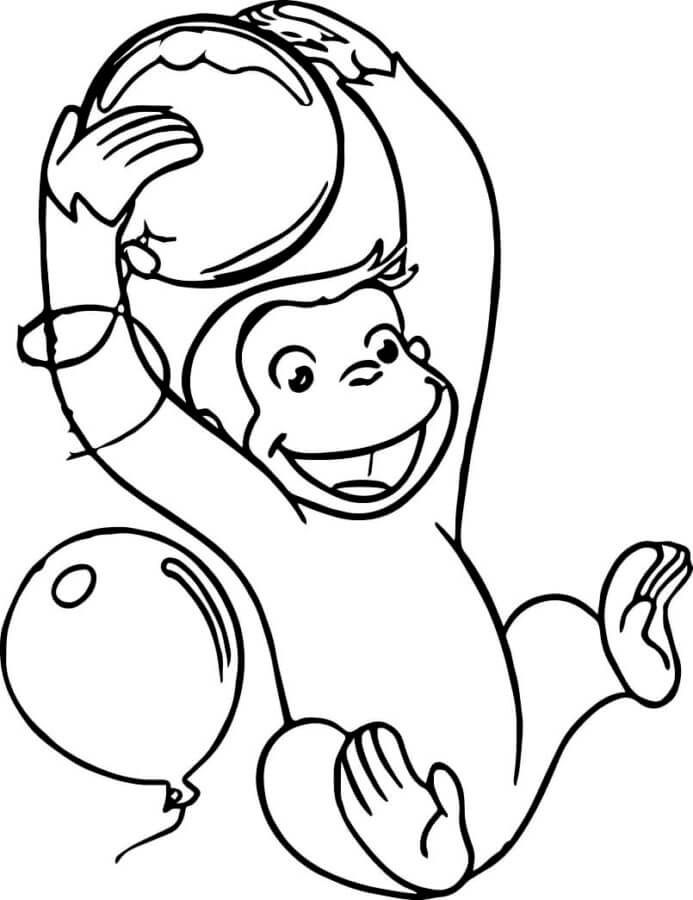 القرد الميكانيكي يلعب بالبالونات صورة تلوين