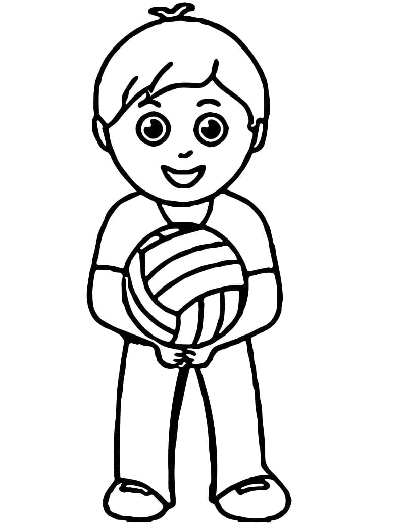 الصبي يلعب الكرة الطائرة تلوين
