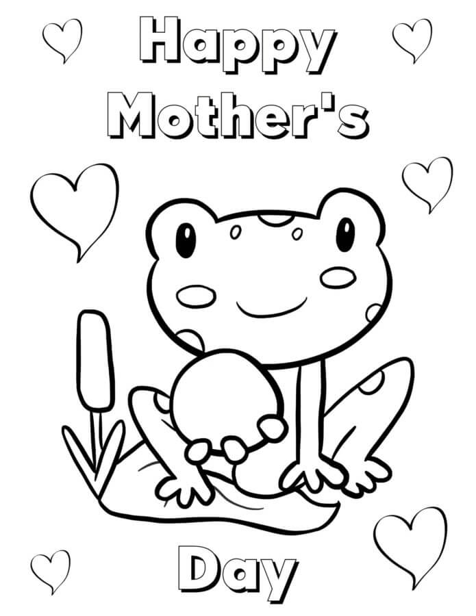 Cheerful Frog Congratulates All Mothers صورة تلوين