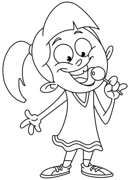 فتاة صغيرة مع مصاصة تلوين