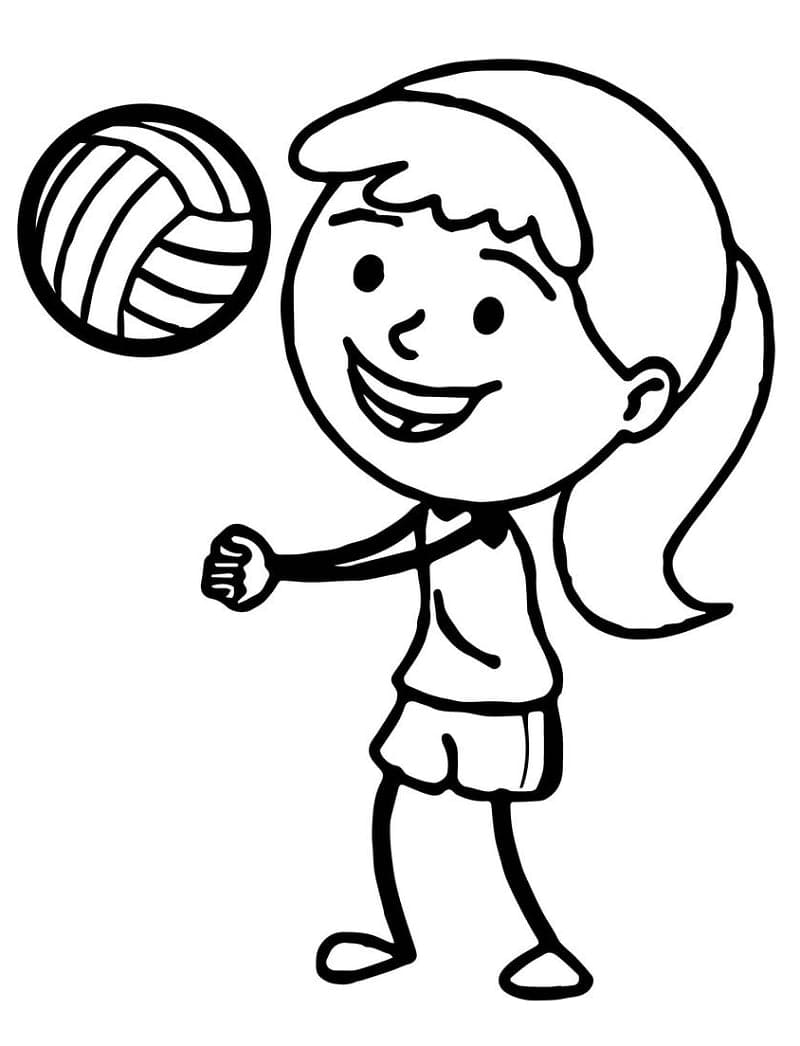فتاة صغيرة تلعب الكرة الطائرة 2 تلوين