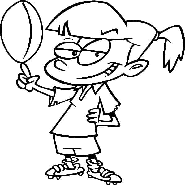 فتاة صغيرة وكرة الرجبي تلوين