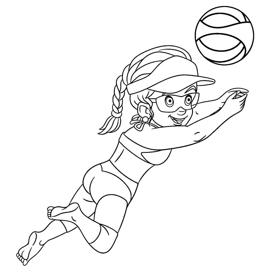 فتاة تلعب الكرة الطائرة تلوين