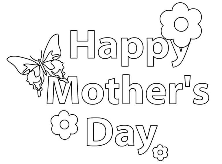 Happy Mother’s Day With Butterfly صورة تلوين