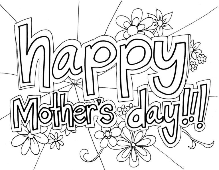 Happy Mother’s Day With Flowers صورة تلوين