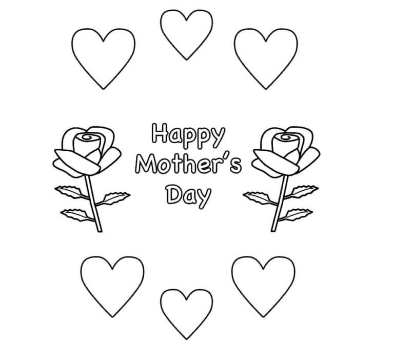 Hearts And Flowers For Mom صورة تلوين