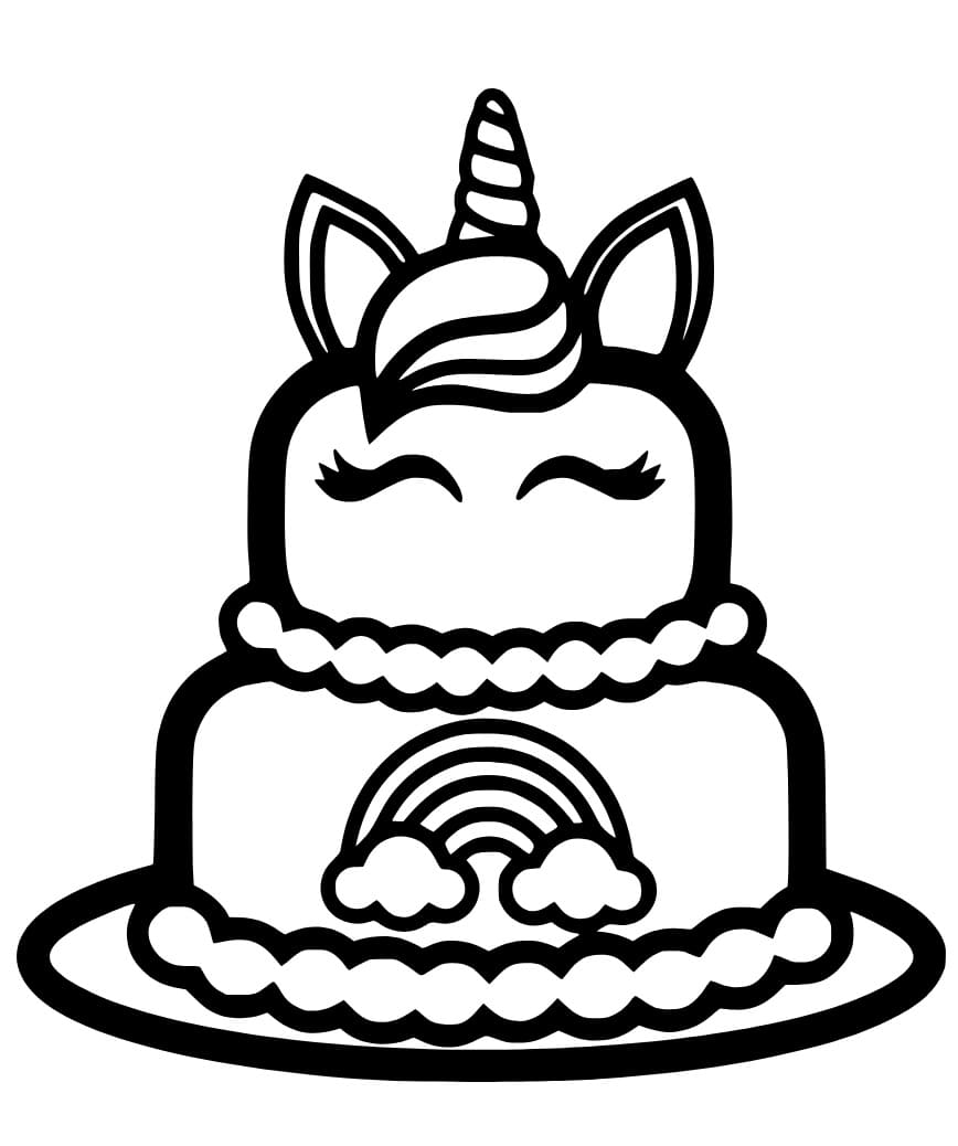 كعكة يونيكورن جميلة تلوين